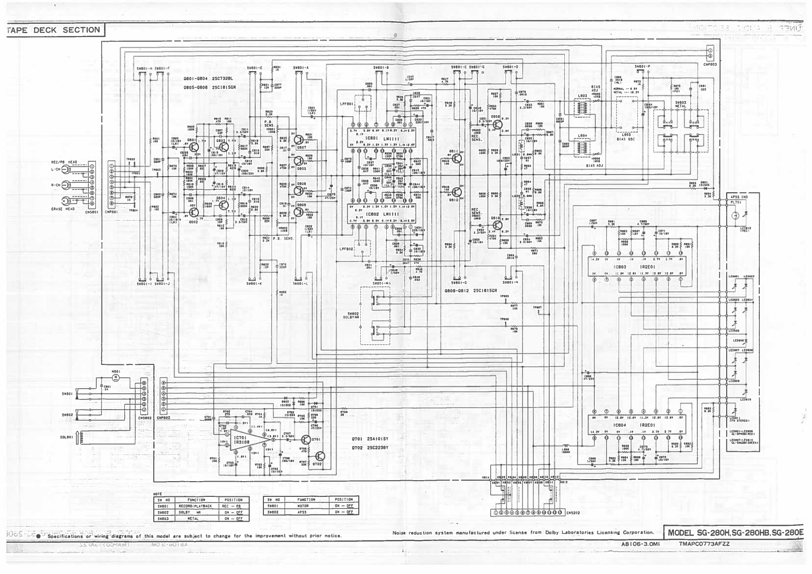 Sharp SG-280H-HB-E Schematic