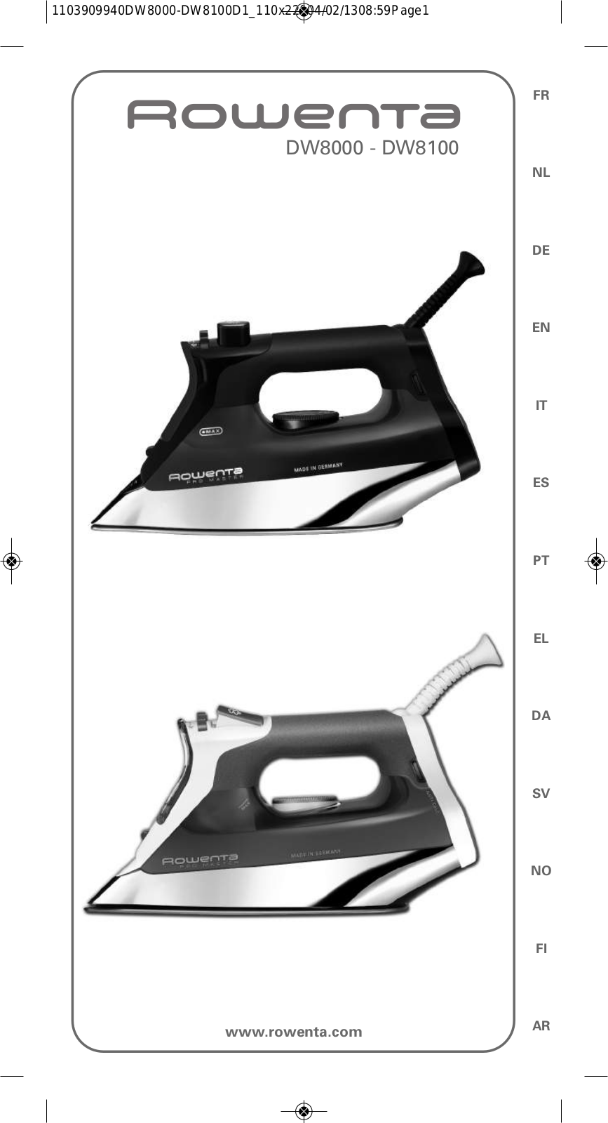 Rowenta PROFESSIONAL DW8109D1, DW8116D1 PROFESSIONAL User Manual