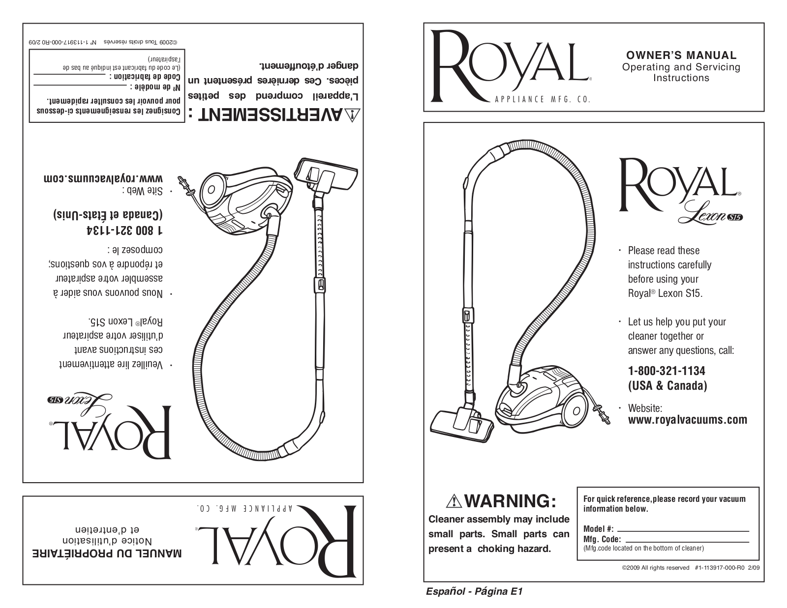 Royal Vacuums SR30015 User Manual