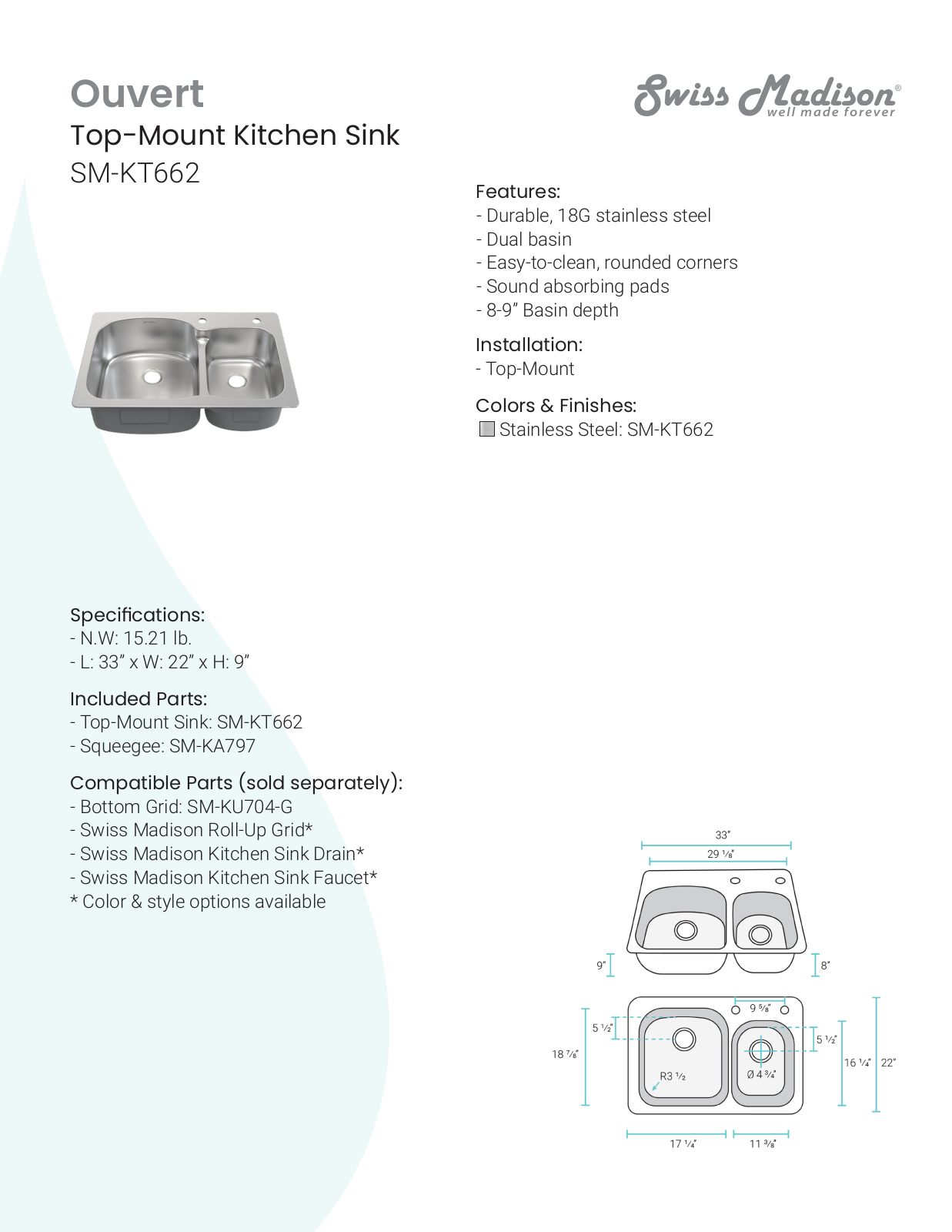 Swiss Madison SWMD1321 Specifications