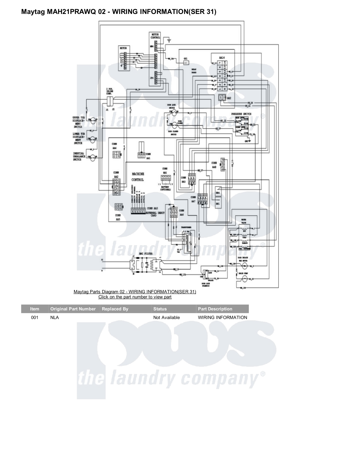 Maytag MAH21PRAWQ Parts Diagram