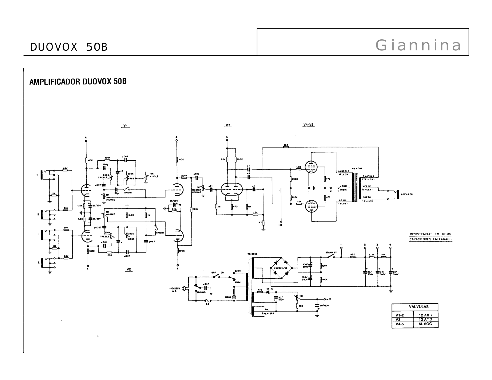 Giannini Duovox 50B Schematic