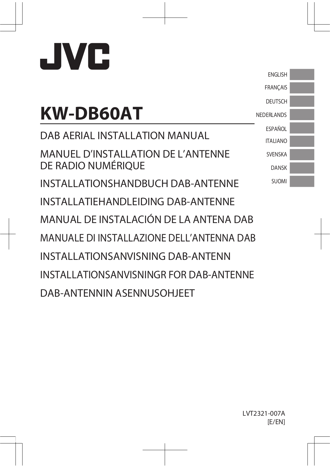 JVC KW-DB60AT Installation Manual