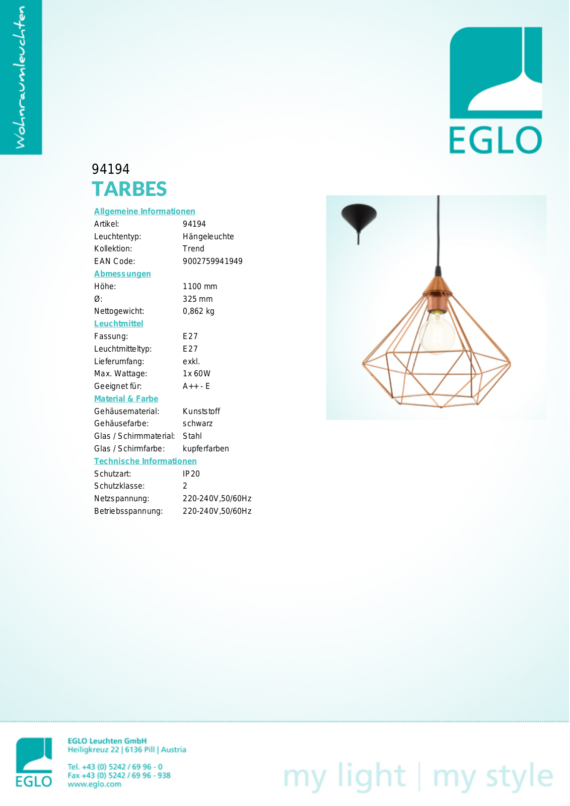 Eglo 94194 Service Manual