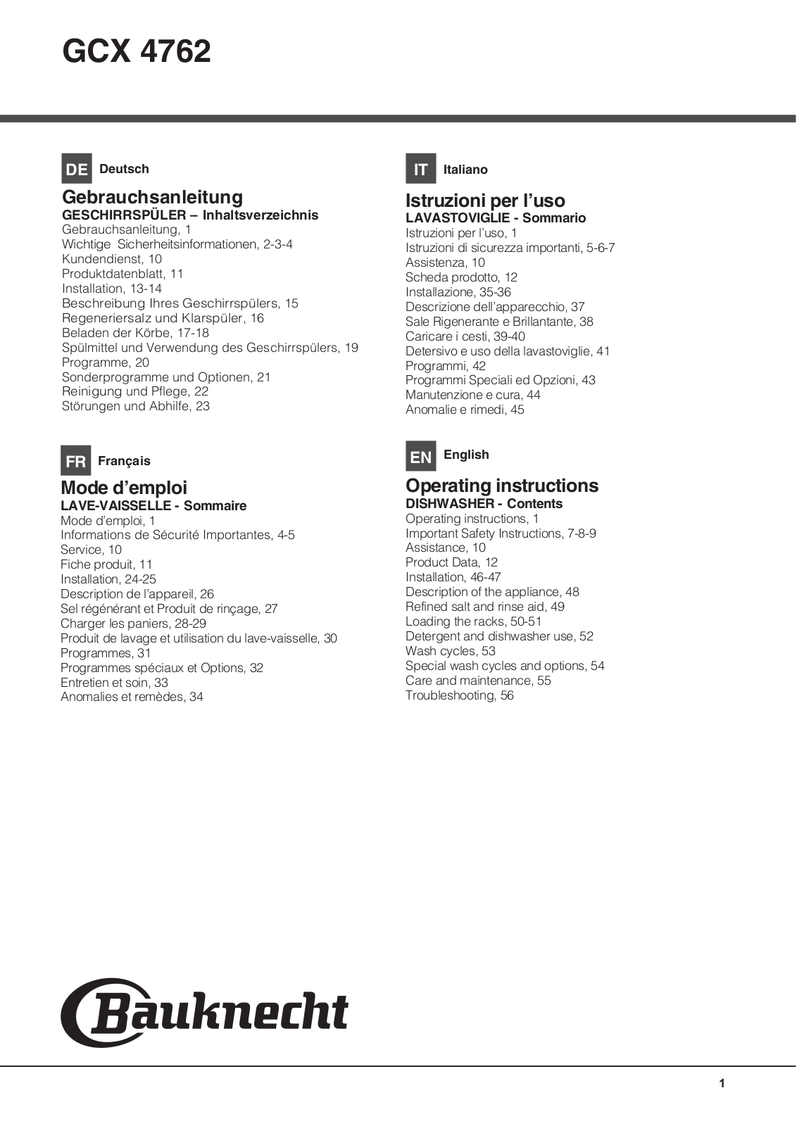 BAUKNECHT GCX 4762 User Manual