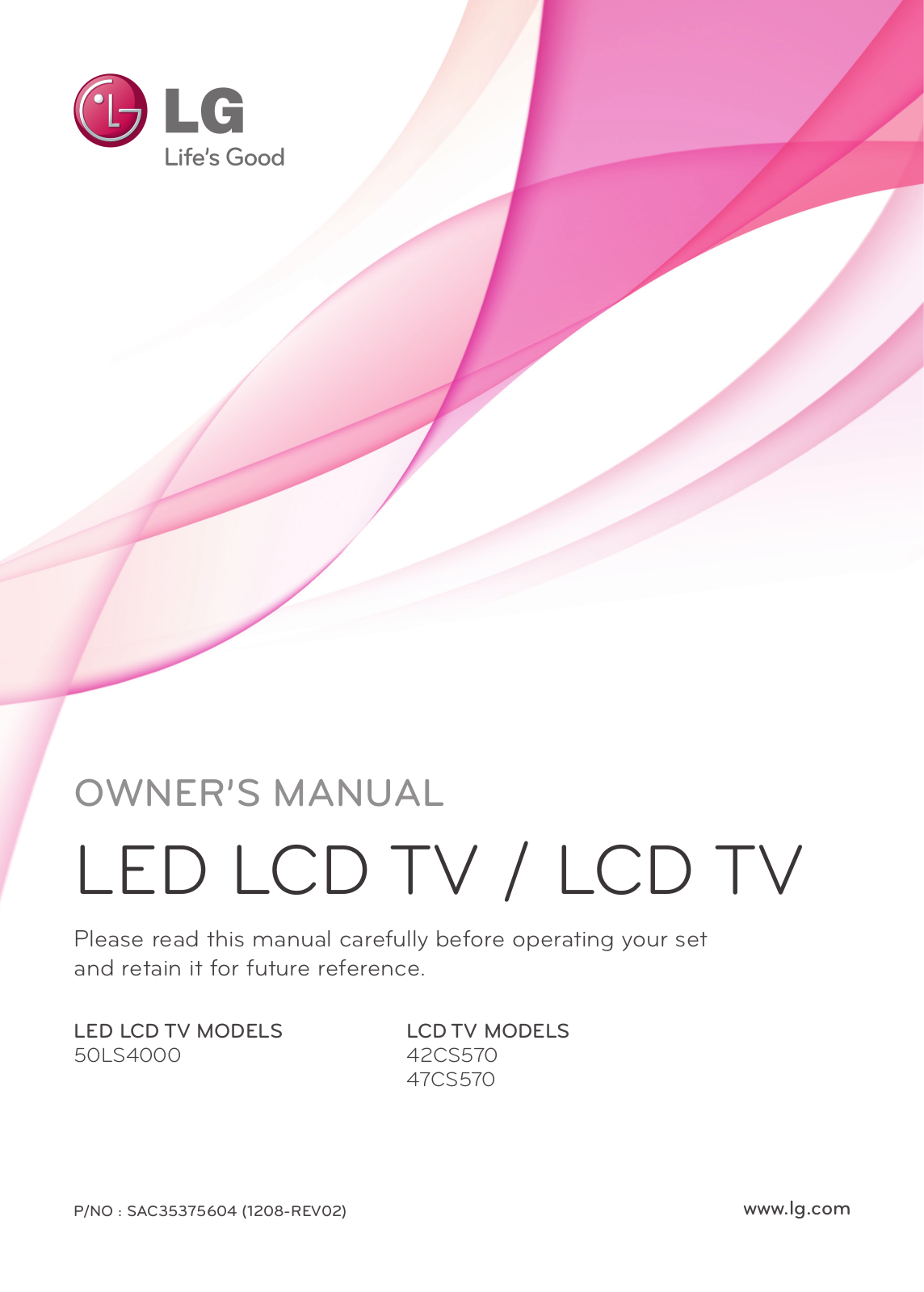 LG 42CS570 User Manual