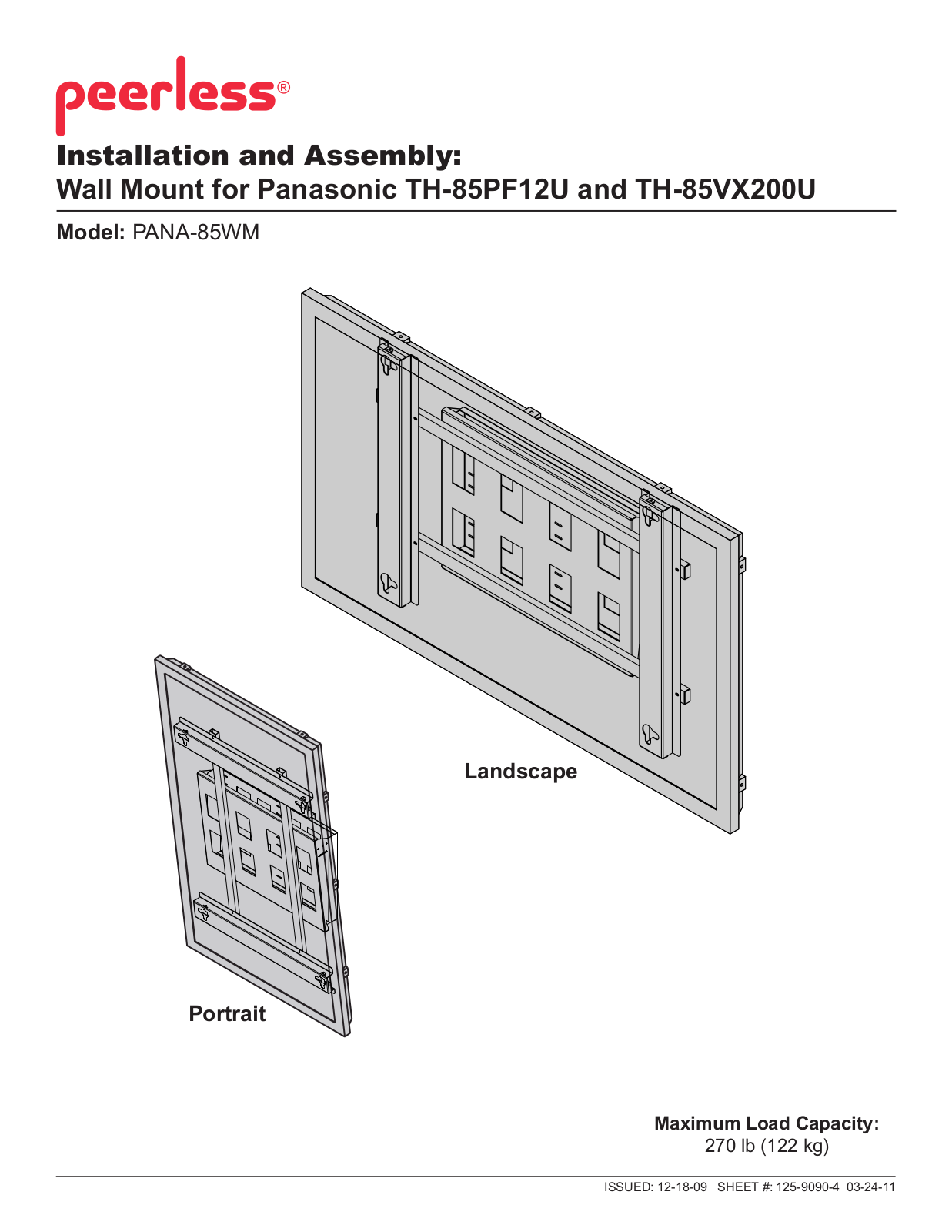 Peerless-AV PANA-85CEIL User Manual