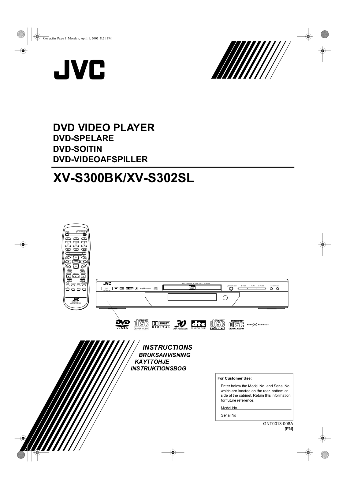 JVC XV-S300BK, XV-S302SL User Manual