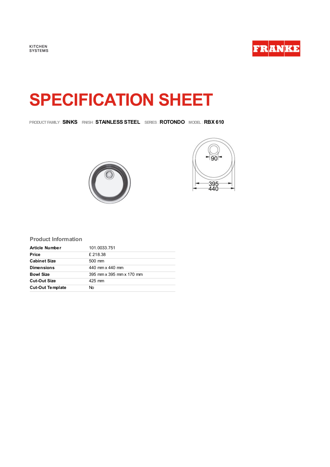 Franke Foodservice RBX 610 User Manual