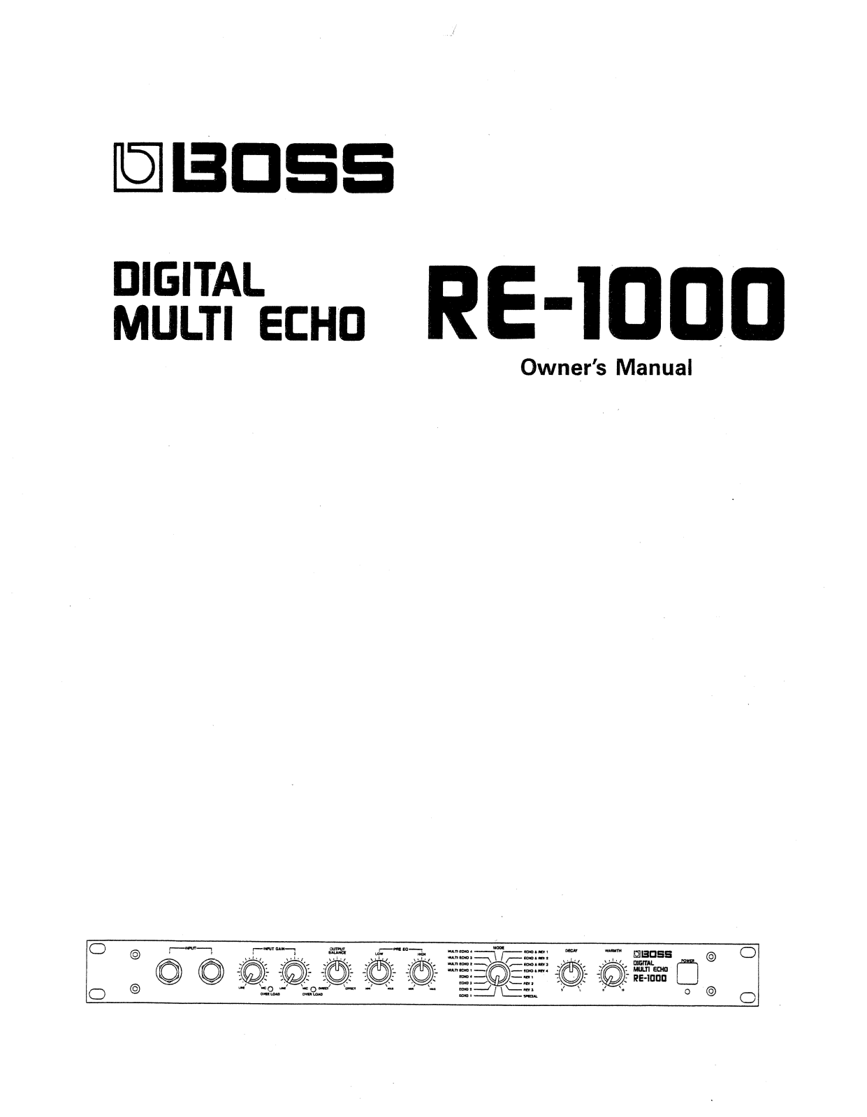 Boss Audio Systems RE-1000 User Manual