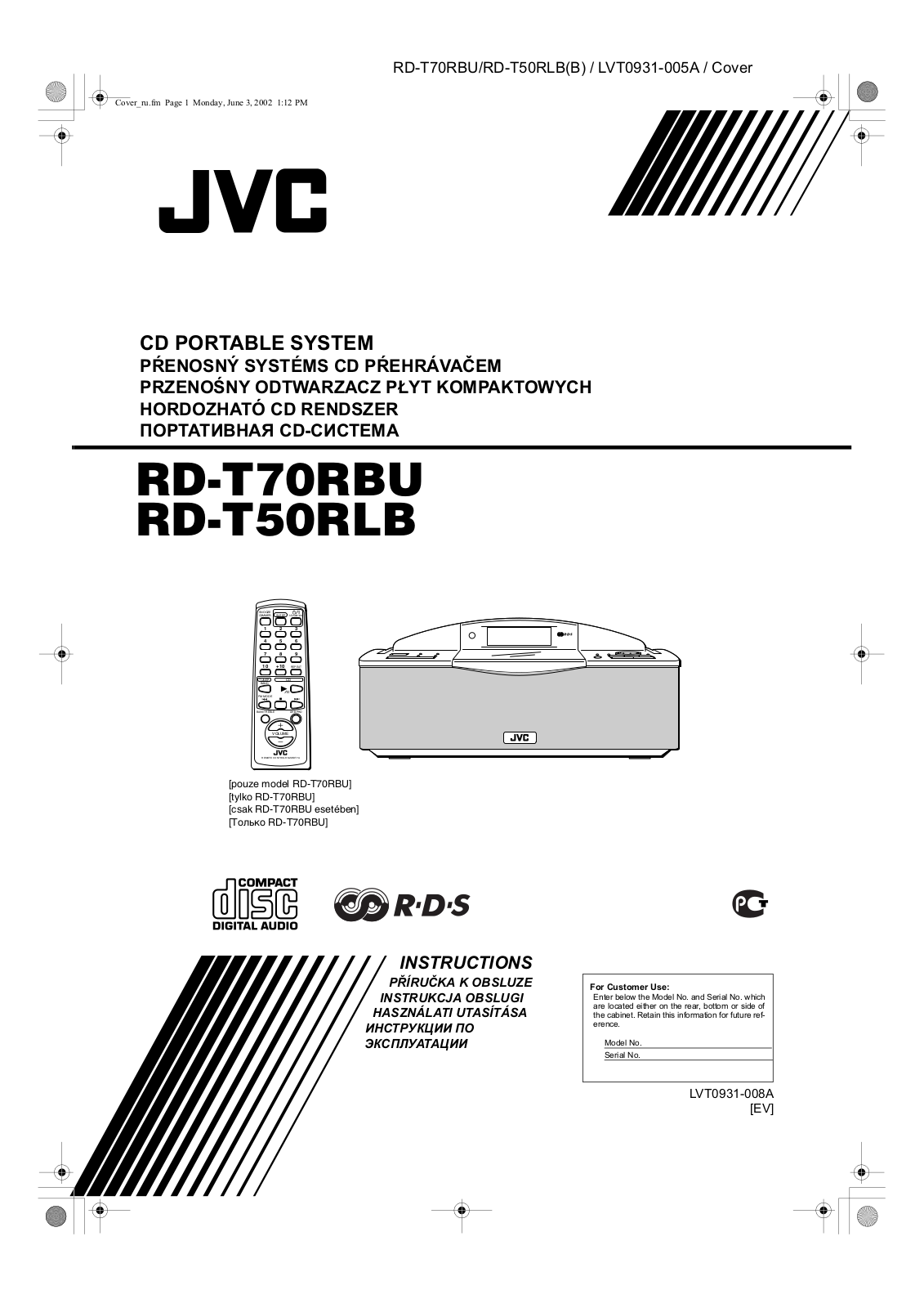 JVC RD-T70 User Manual