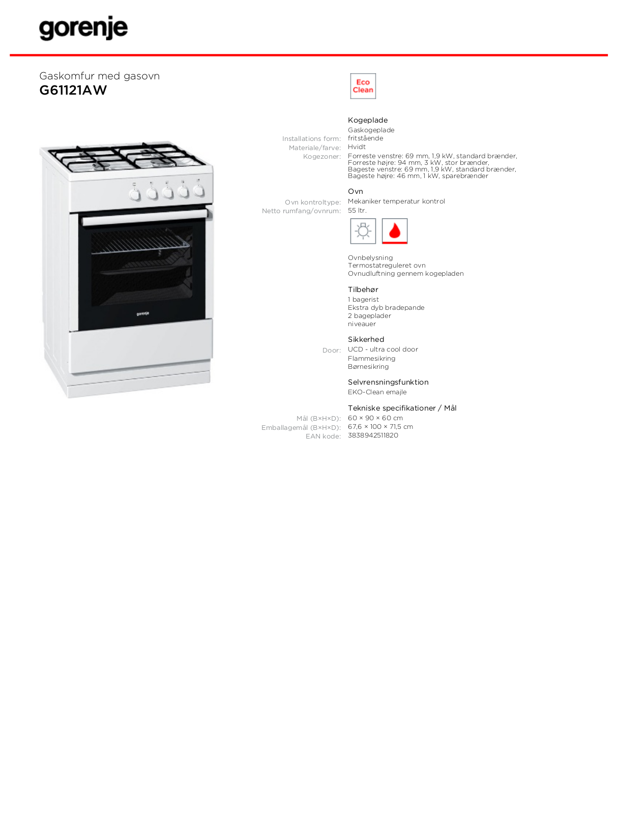 Gorenje G61121AW BROCHURE