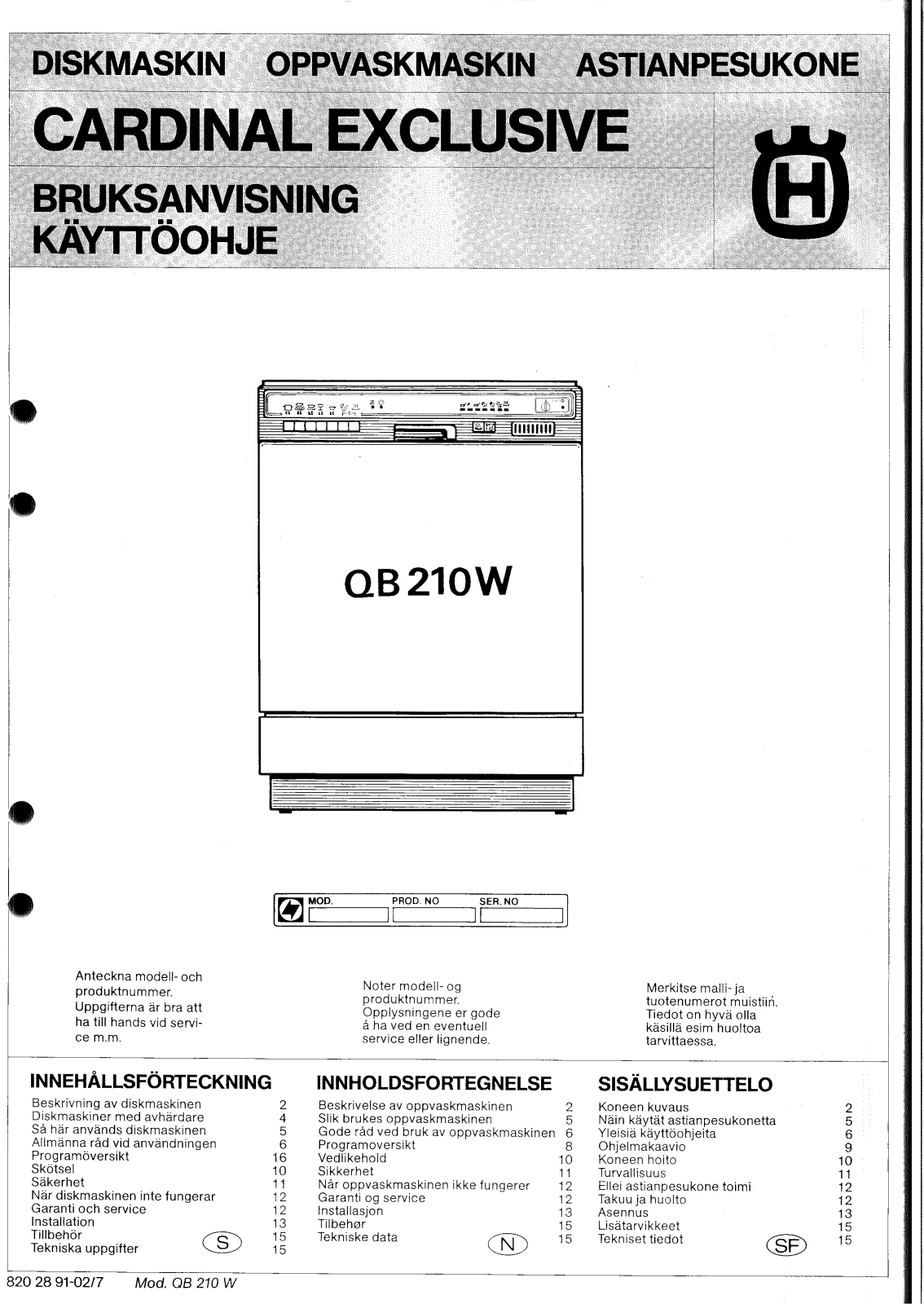 Husqvarna QB210W User Manual