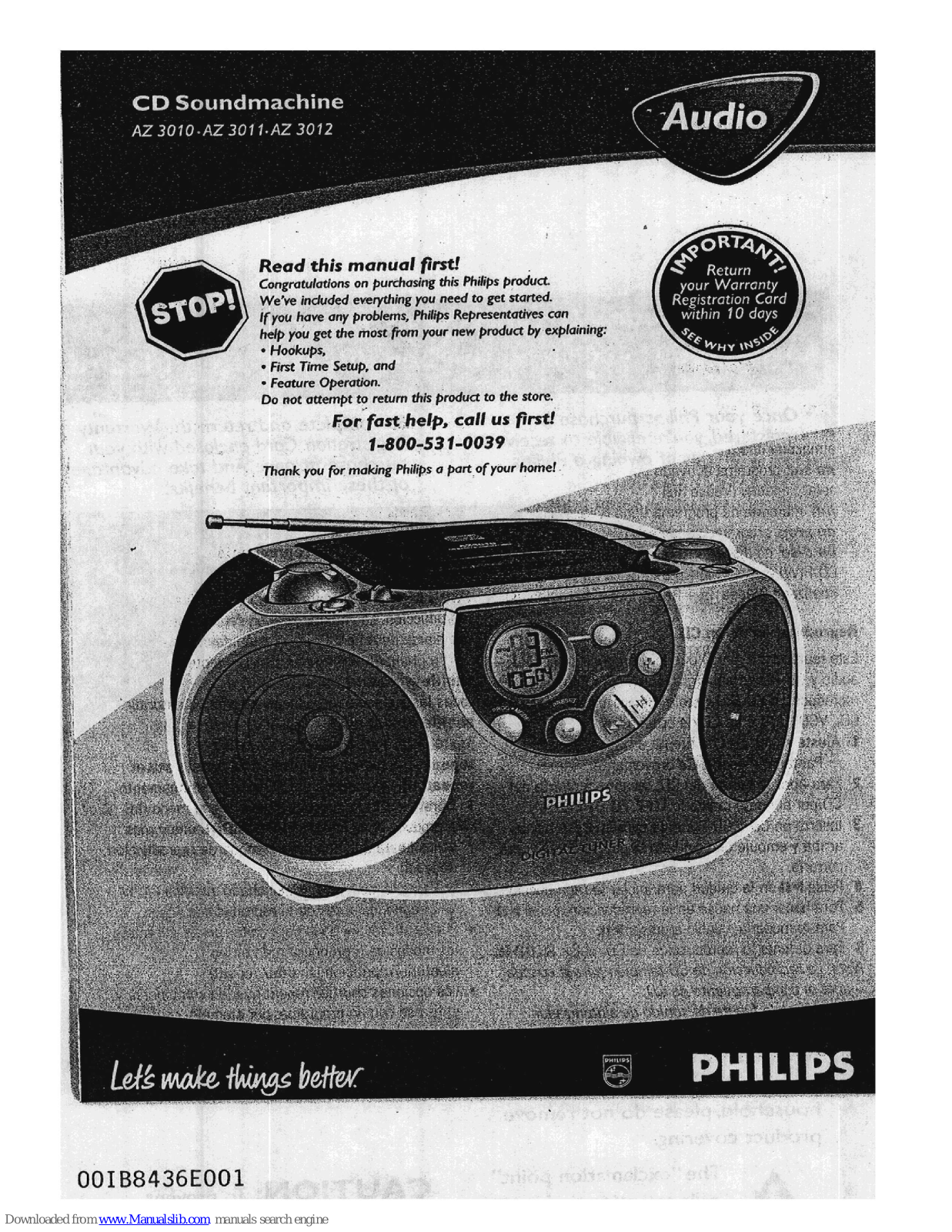 Philips AZ3010/P00C, AZ3011, AZ3012, AZ3012-00C, AZ3012/P00C User Manual