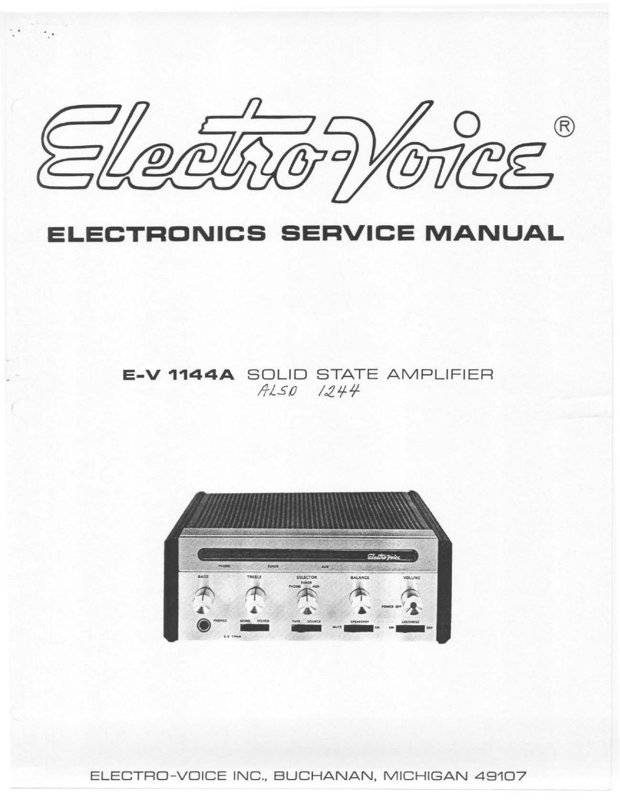 Electro-Voice EV-1144-A Service manual