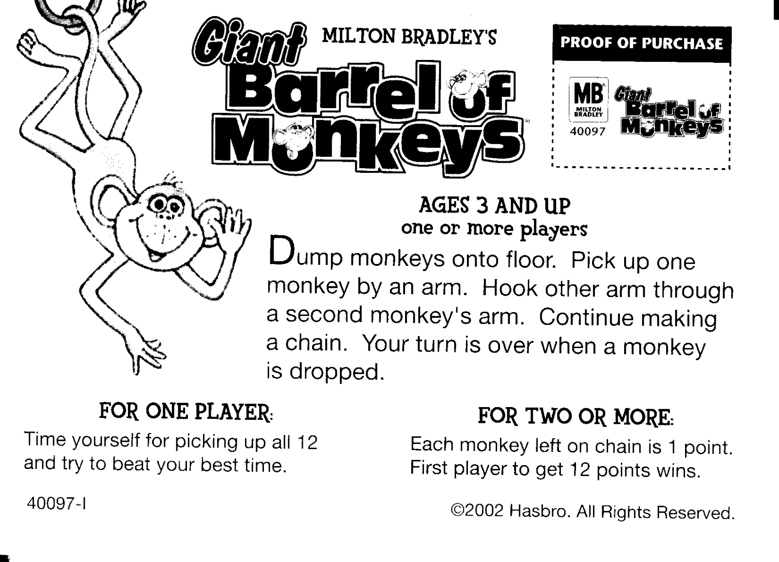 HASBRO Barrel of Monkeys,  Giant User Manual