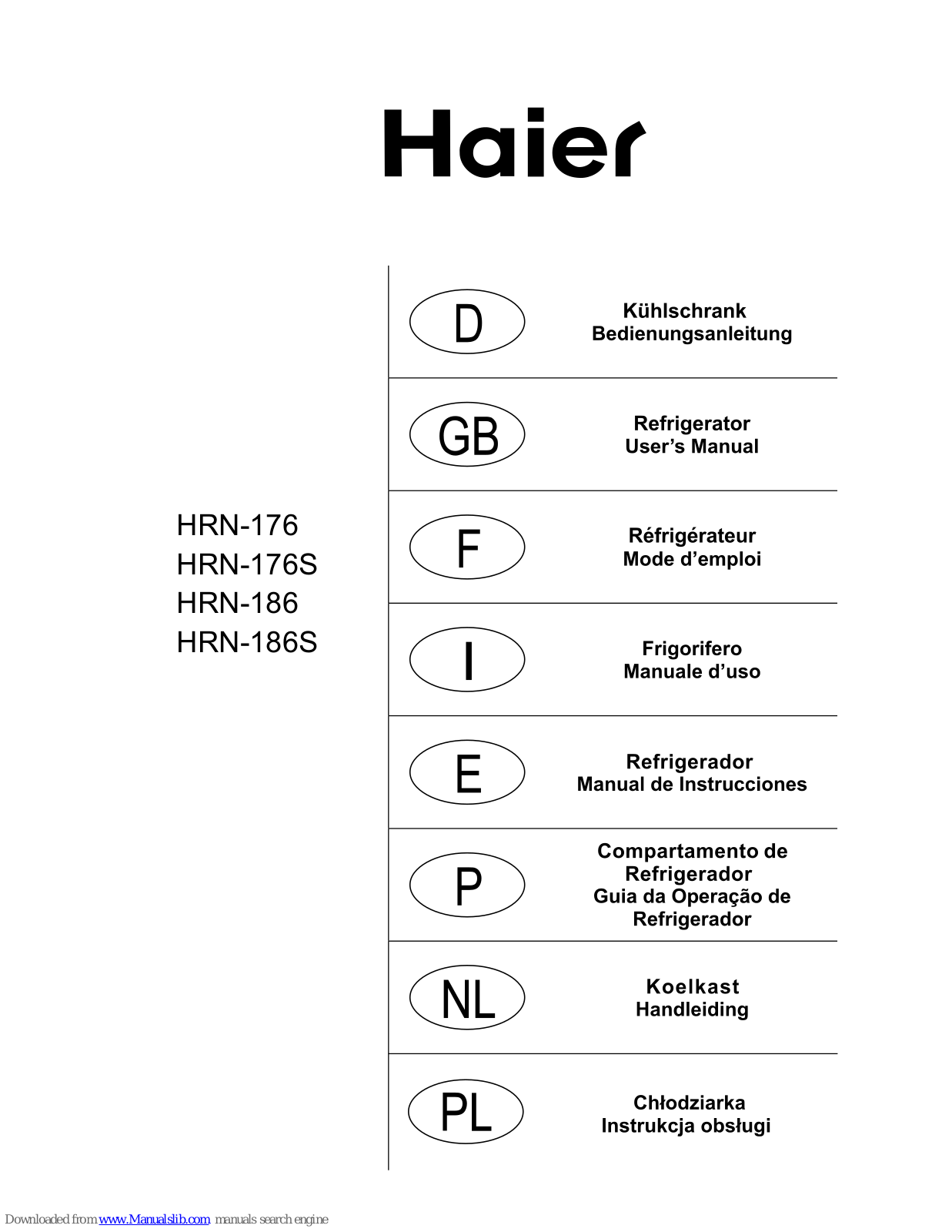 Haier HRN 176, HRN-176S, HRN-186, HRN-186S User Manual