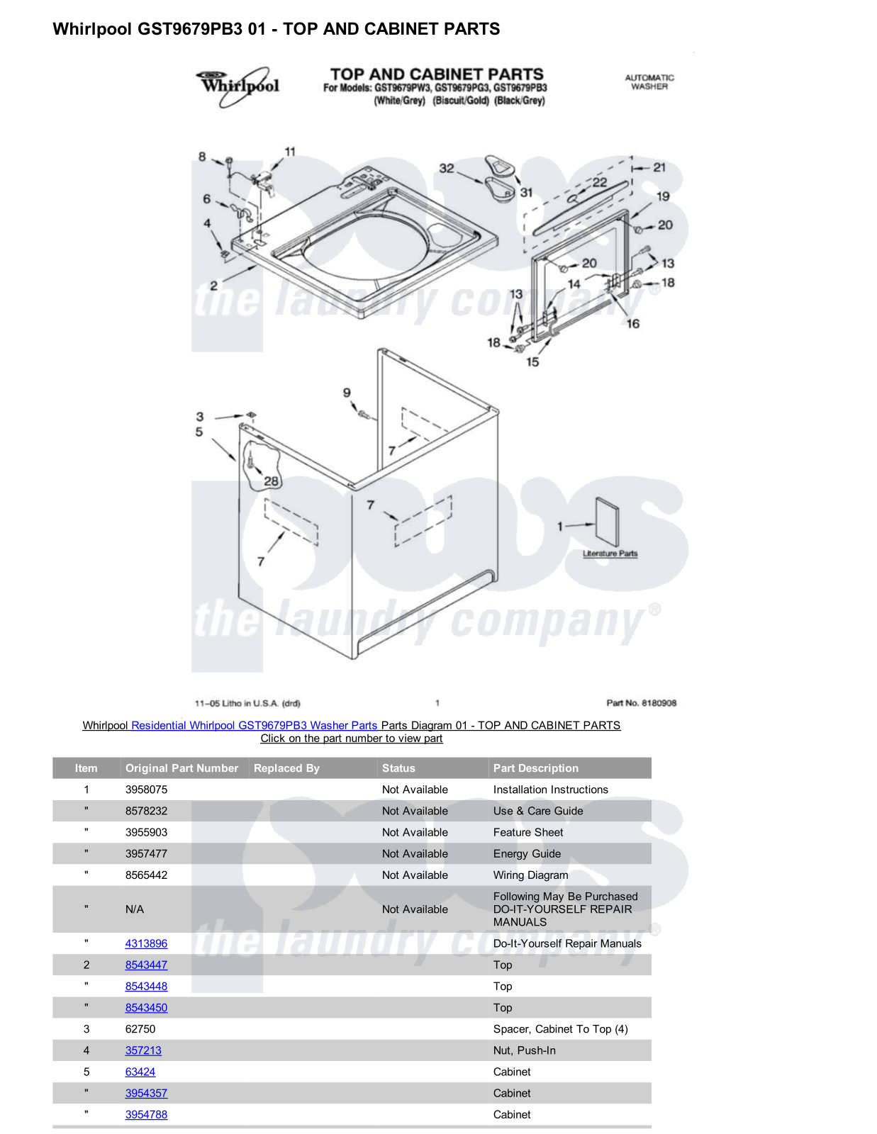 Whirlpool GST9679PB3 Parts Diagram