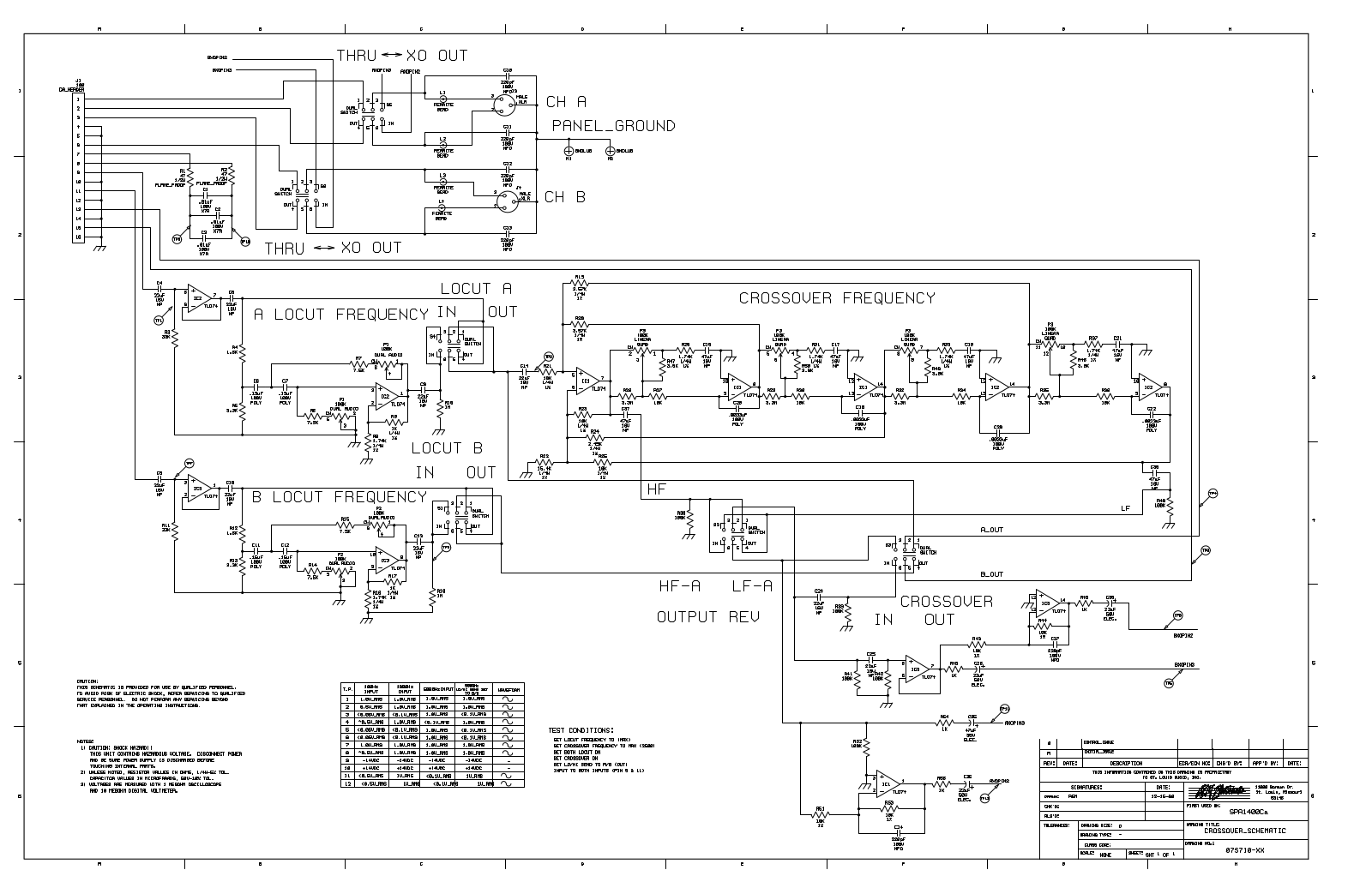 CRATE SPA-1400 SCHEMATIC