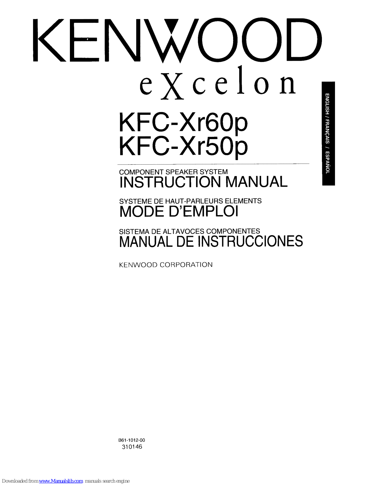 Kenwood KFC-XR50P, KFC-XR60P Instruction Manual