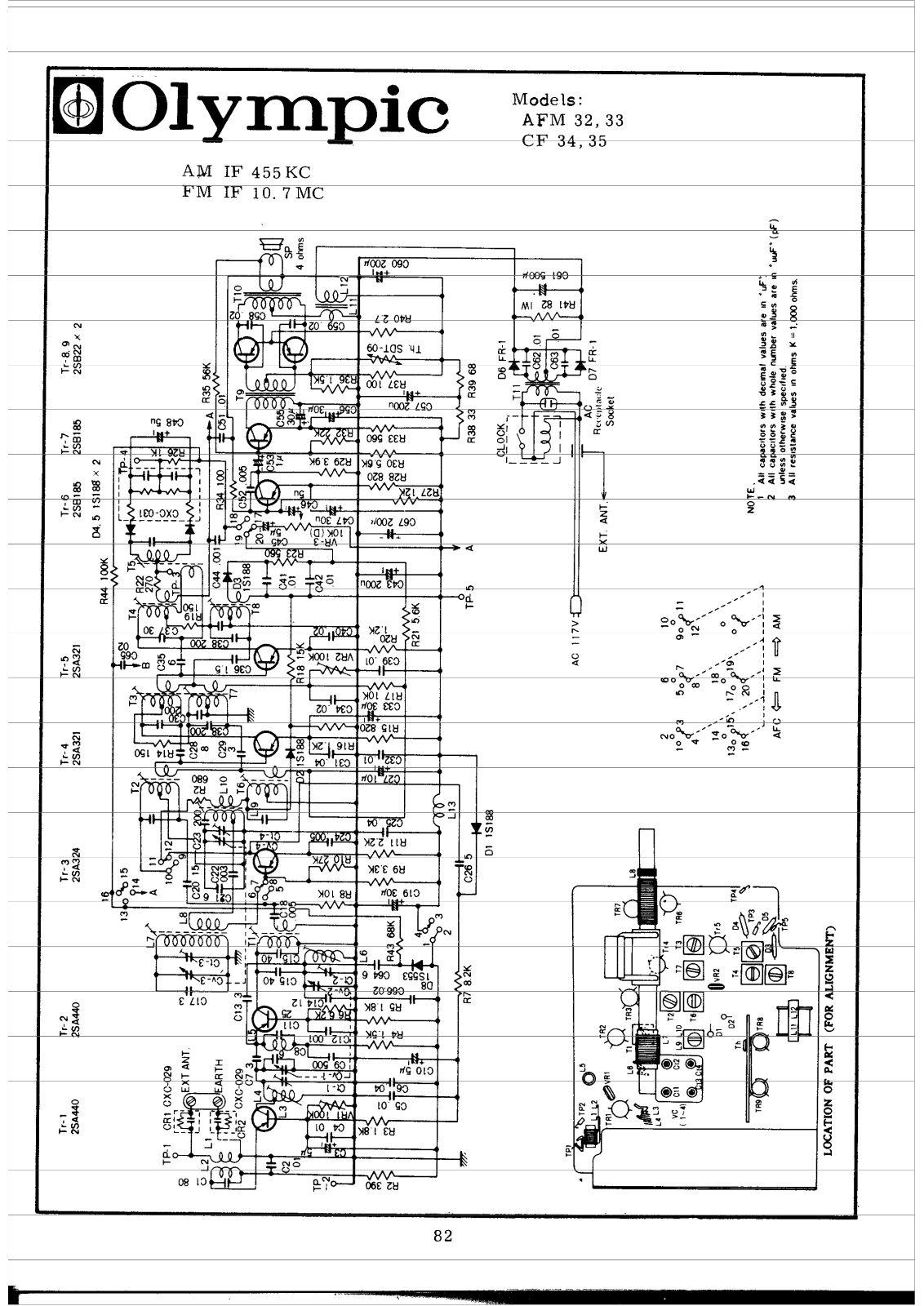 Olympic AFM32, AFM33 CF34, CF35 Schematic