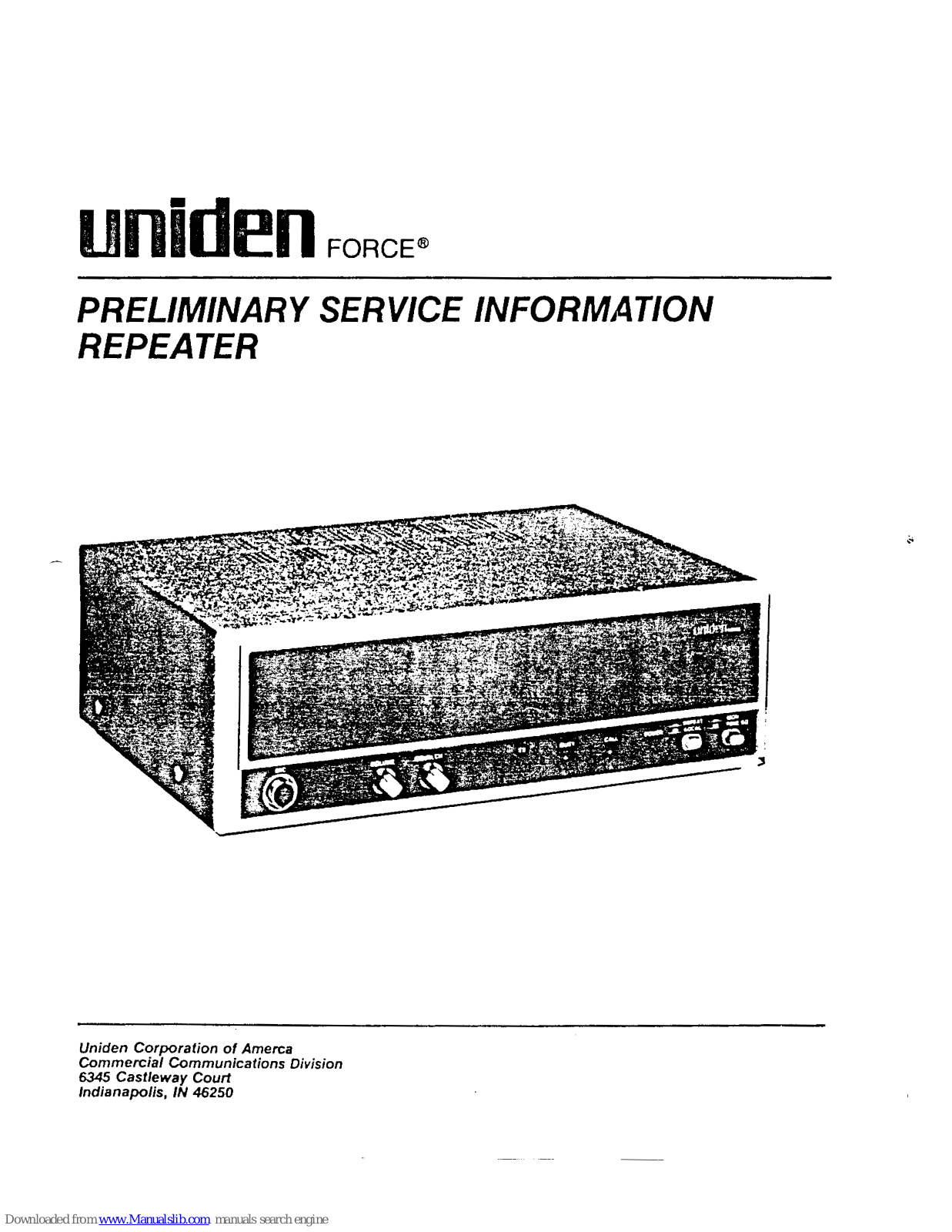 Uniden Force Preliminary Service Manual