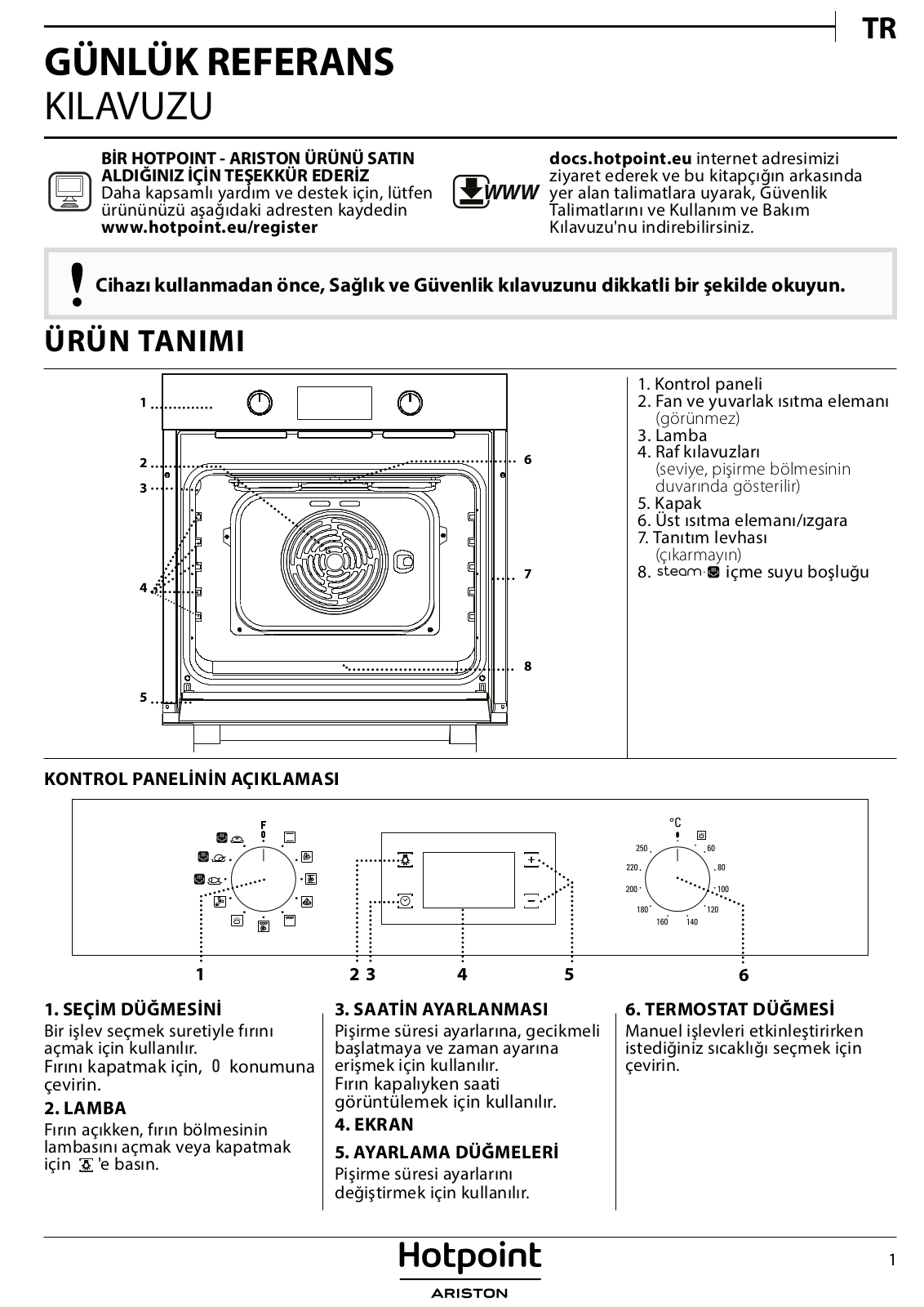 HOTPOINT/ARISTON FA3S 844 IX HA Daily Reference Guide