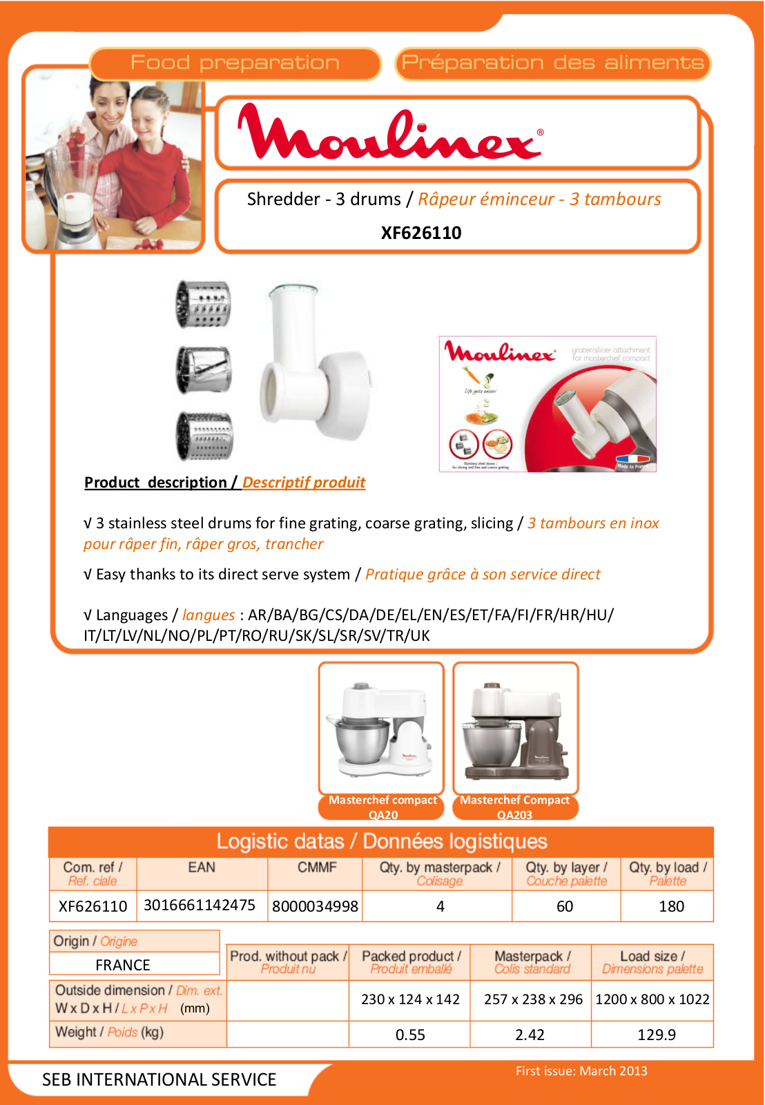 Moulinex Q2 product sheet