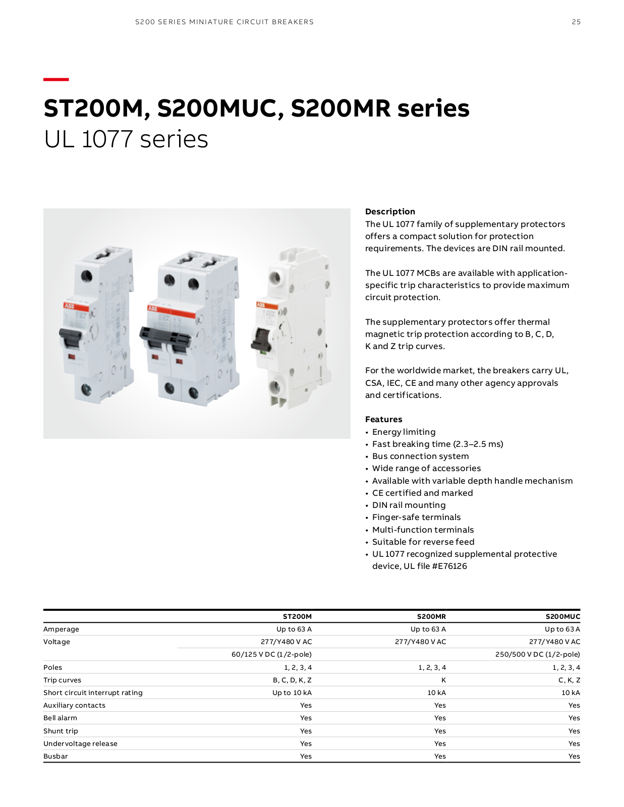 ABB ST200M, S200MUC, S200MR Catalog Page