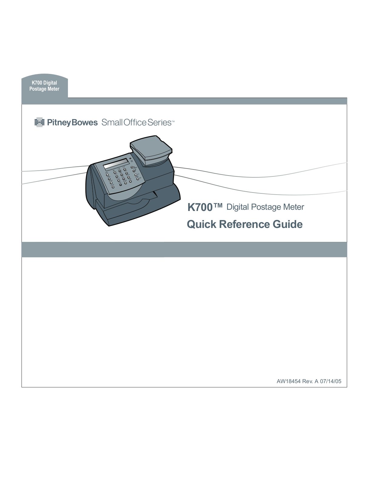 Pitney Bowes K700 Quick Reference Guide