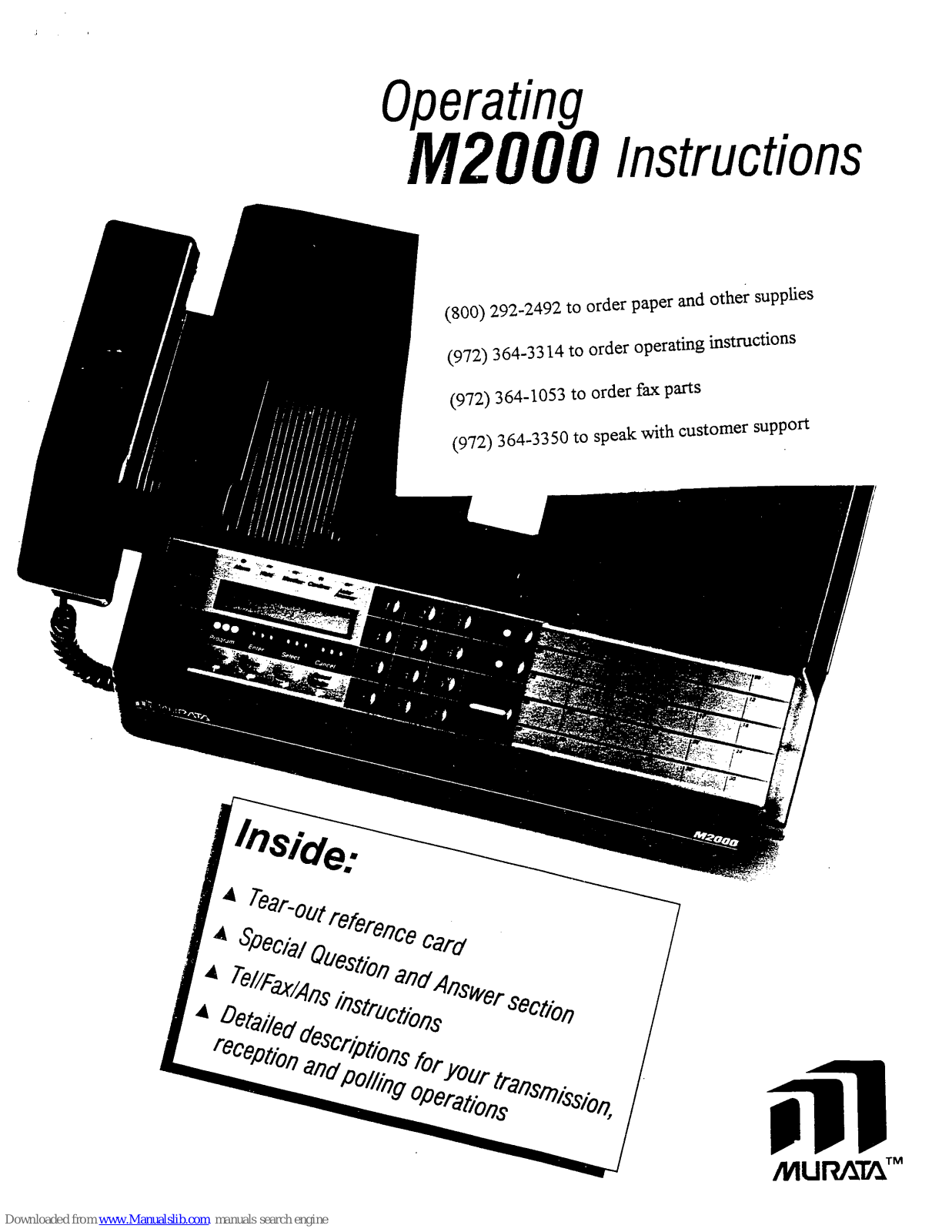 Murata M-2000 Operating Instructions Manual - ManualMachine.com