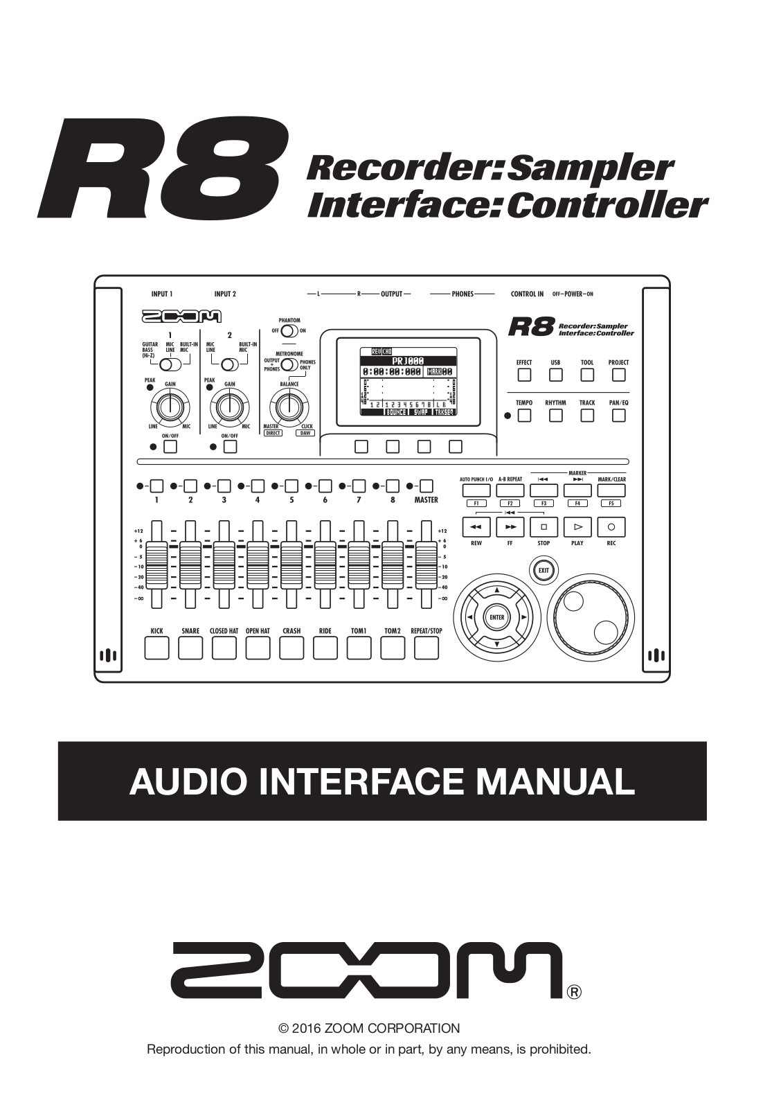 Zoom R8 AUDIO INTERFACE MANUAL