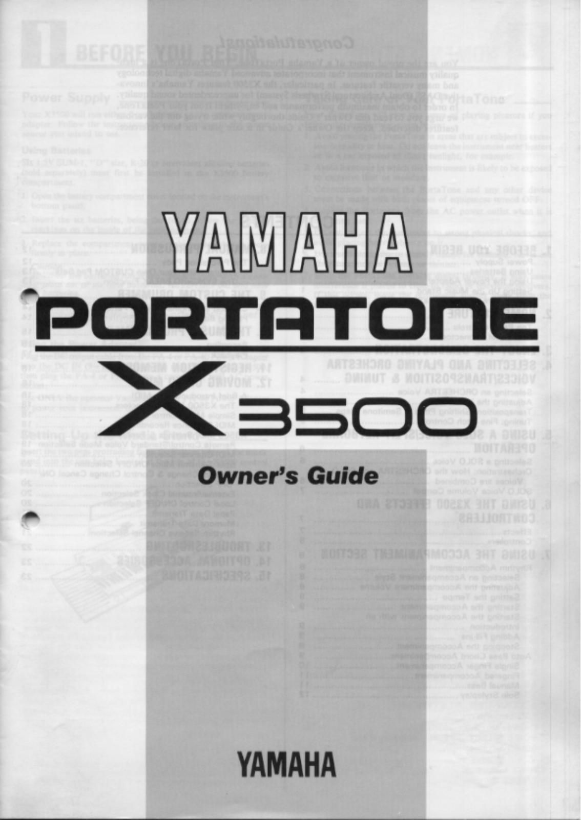 Yamaha X3500 User Manual