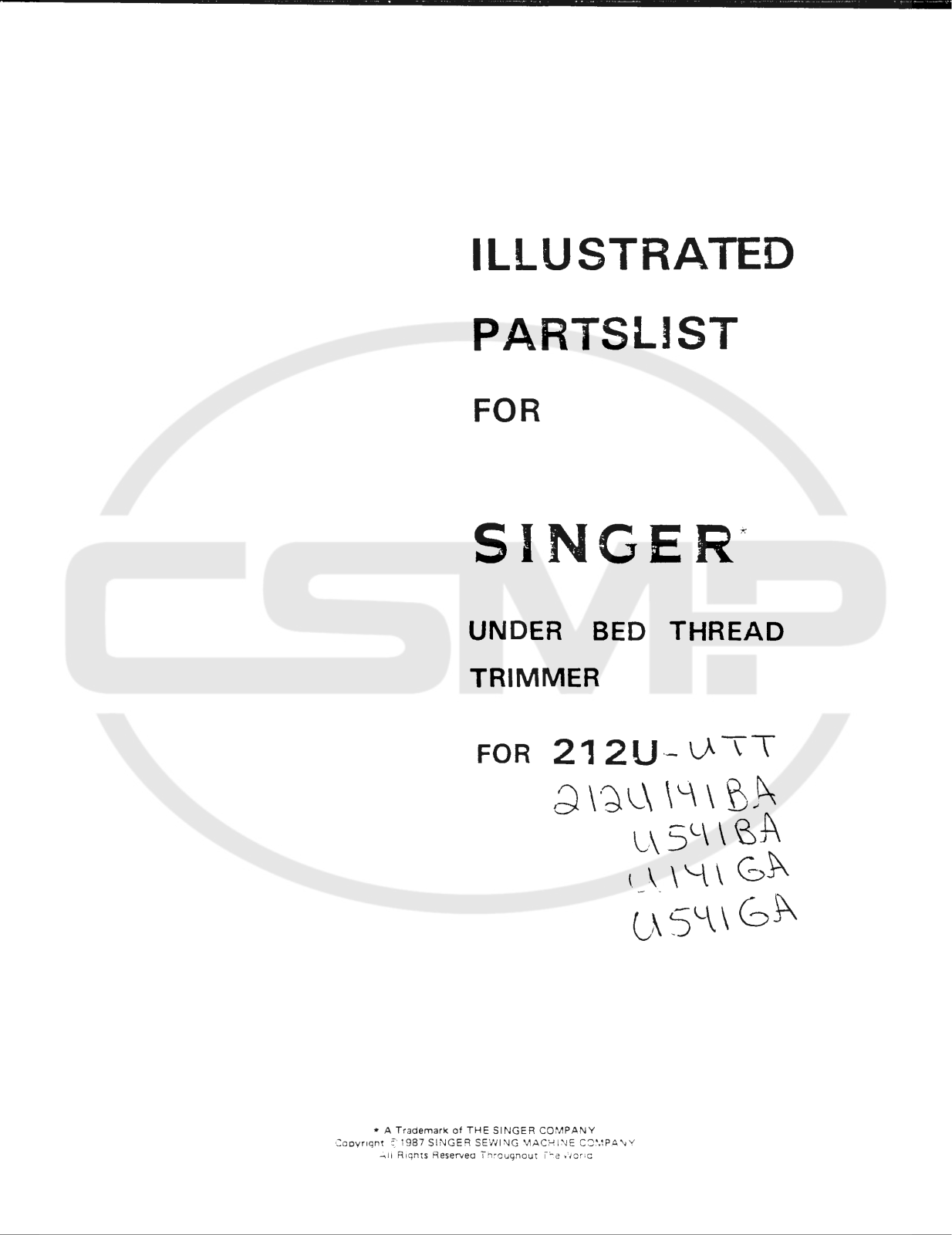 Singer 212_141GA Parts Book