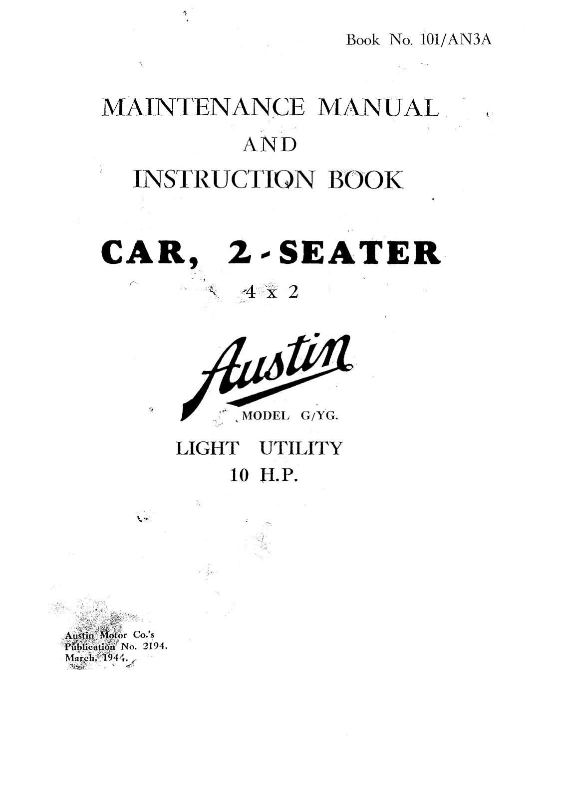 Austin tilly 10 Service Manual