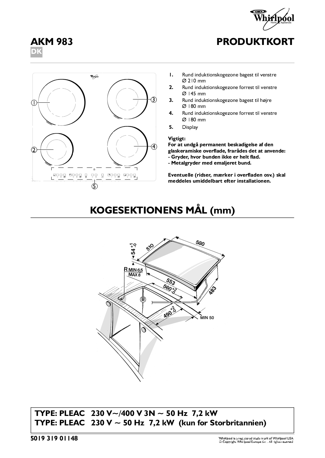 Whirlpool AKM 983/IX INSTRUCTION FOR USE