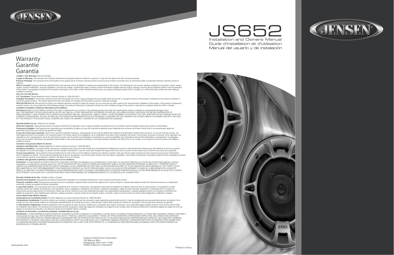 Jensen JS652 User Manual