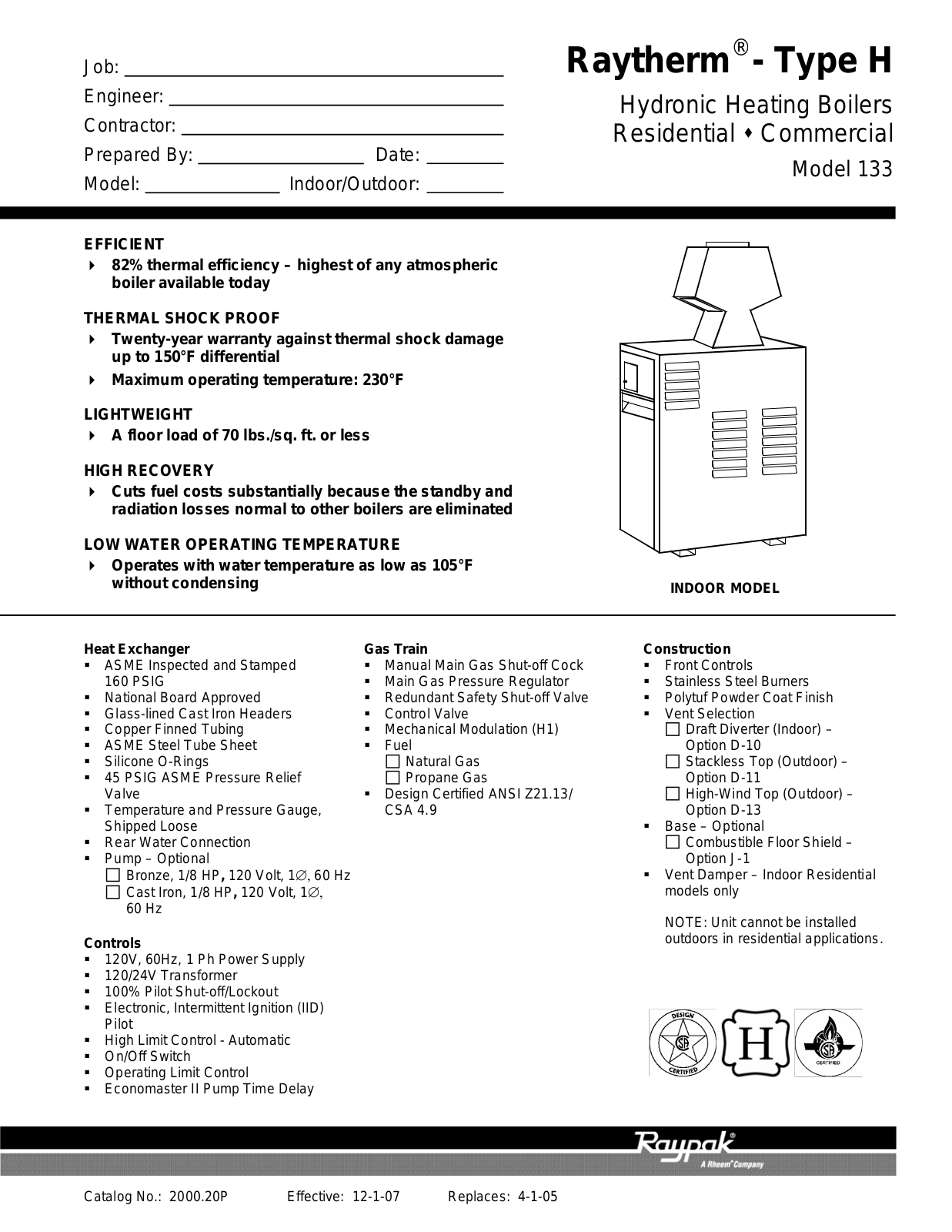 Raypak H-133 User Manual