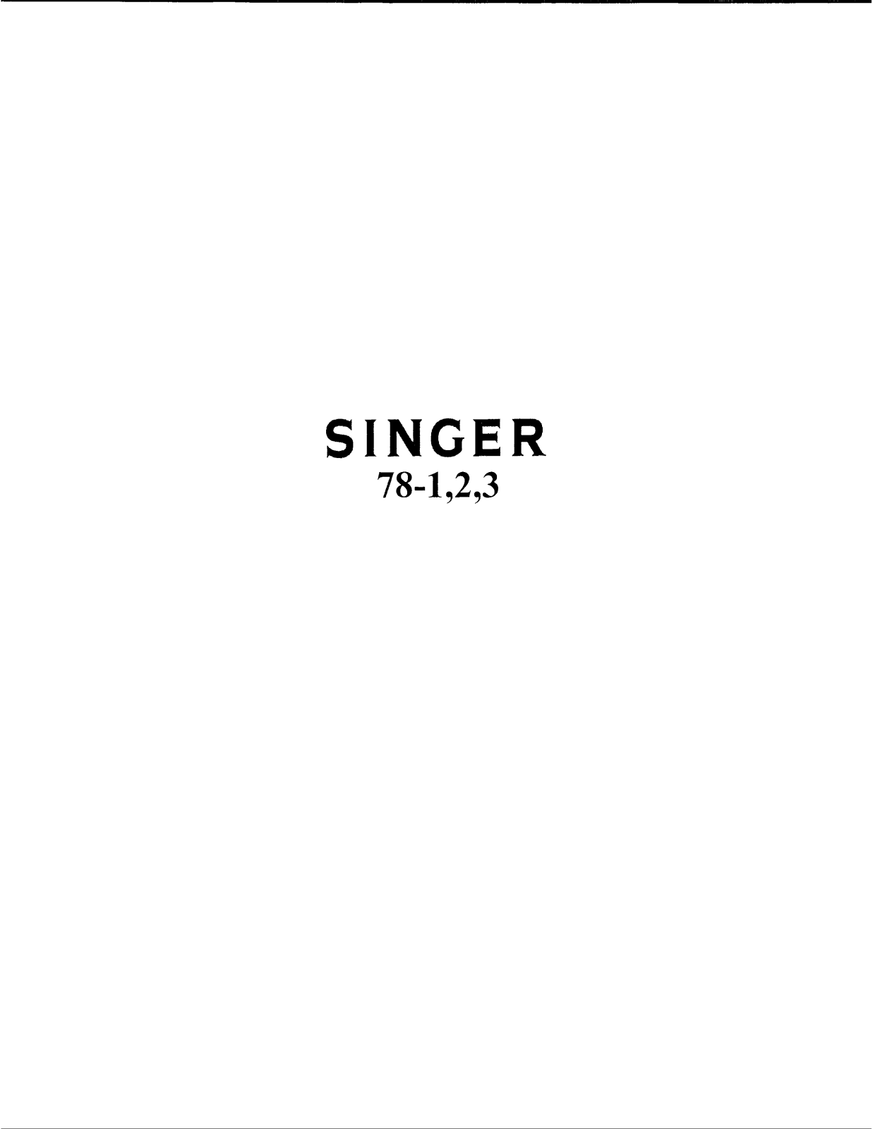 Singer 78-1, 78-3, 78-2 Instruction Manual