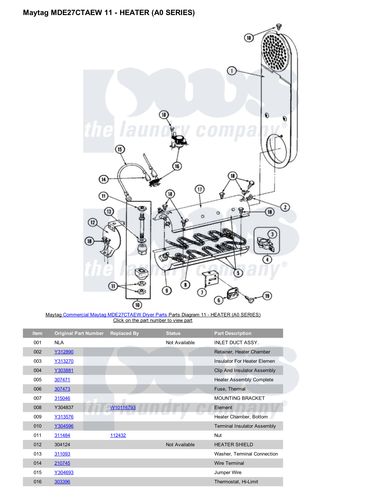 Maytag MDE27CTAEW Parts Diagram