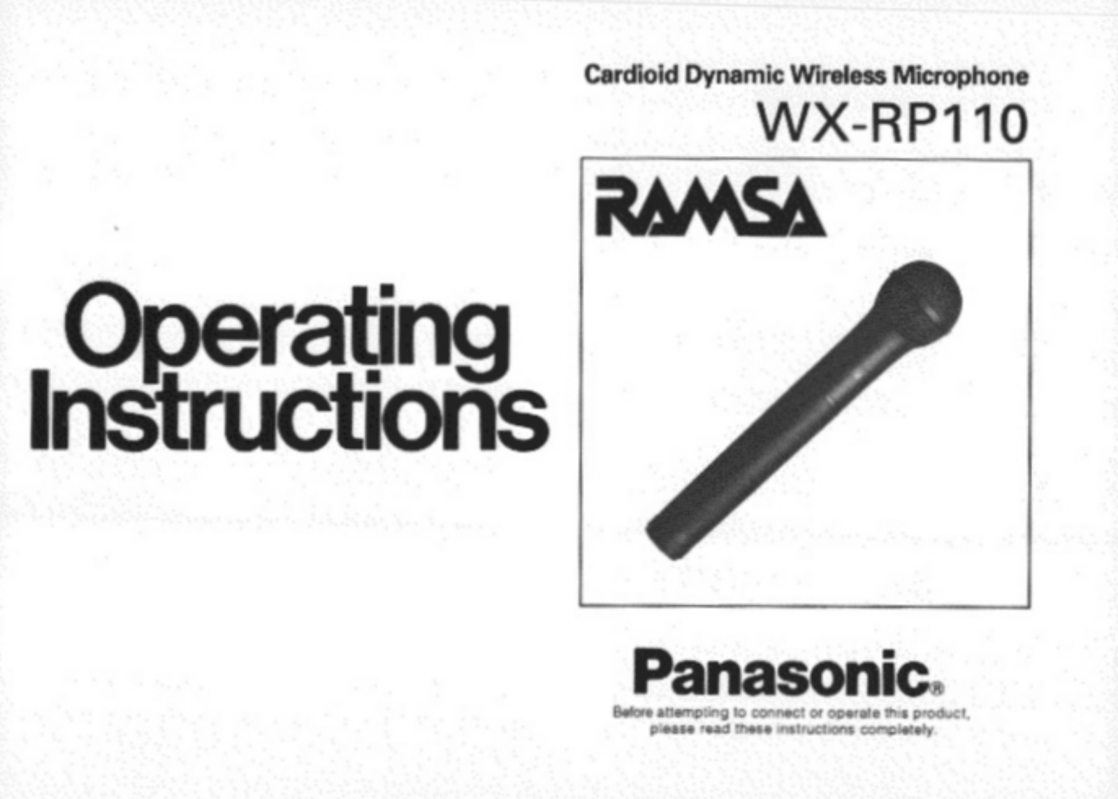 Panasonic wx-rp110 Operation Manual