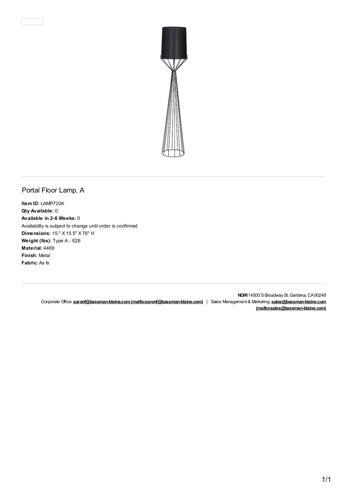 Noir MBYR1397 Specifications - ManualMachine.com