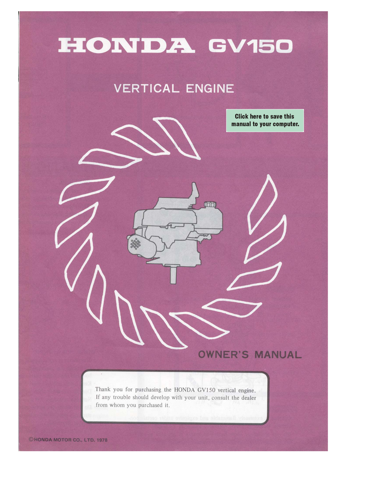 Honda GV150 Owner's Manual