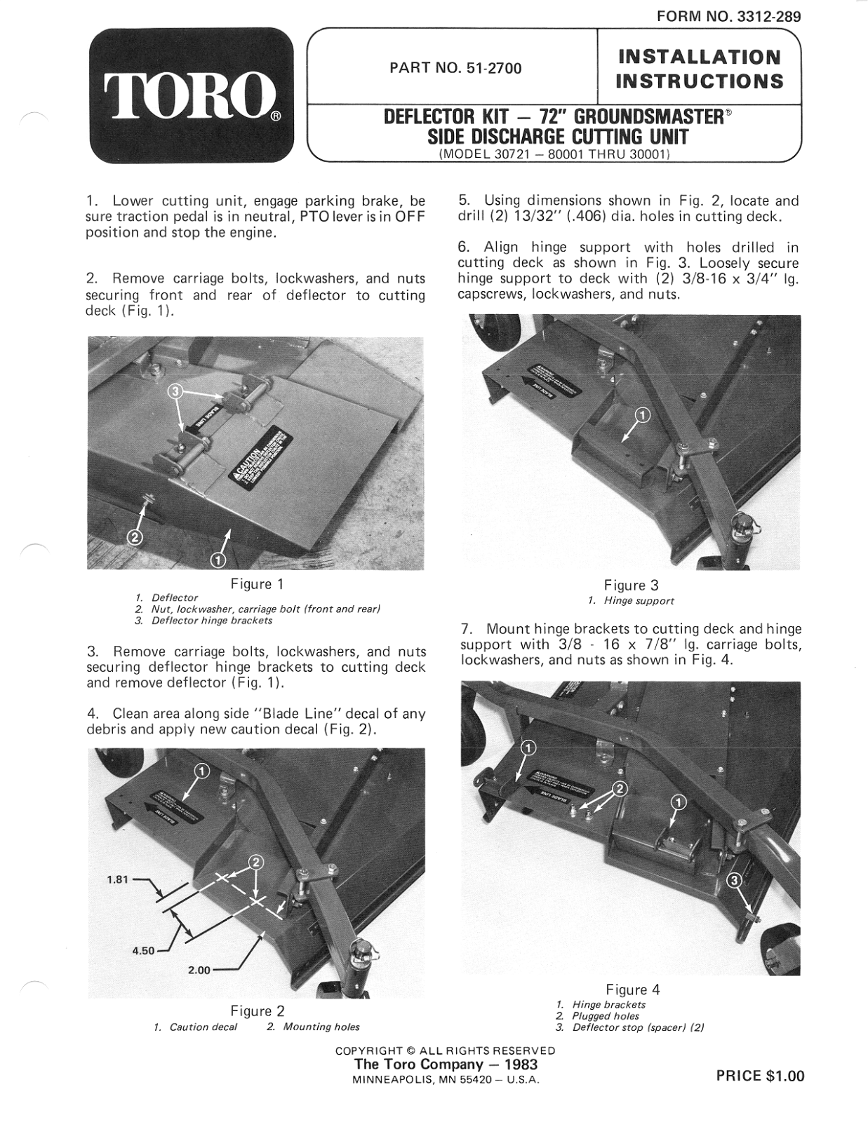 Toro 51-2700 Installation Instructions