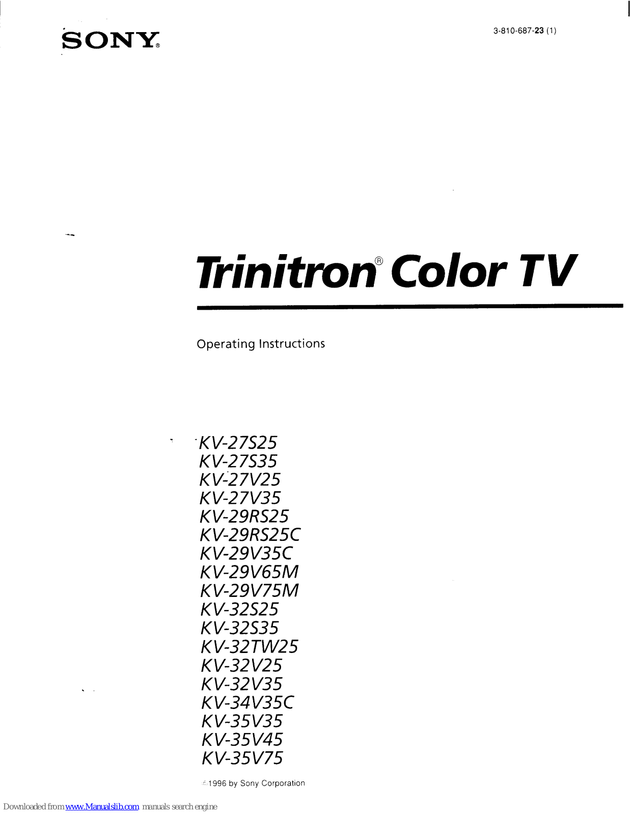 Sony KV-27S35, KV-29RS25C, KV-27V25, KV-29RS25, KV-29V35C Operating Instructions Manual