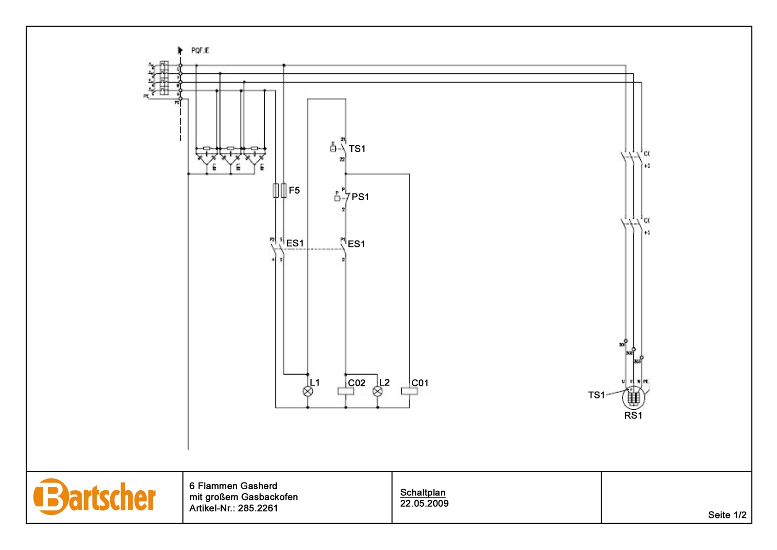 Bartscher 2852261 CONTROL PLAN