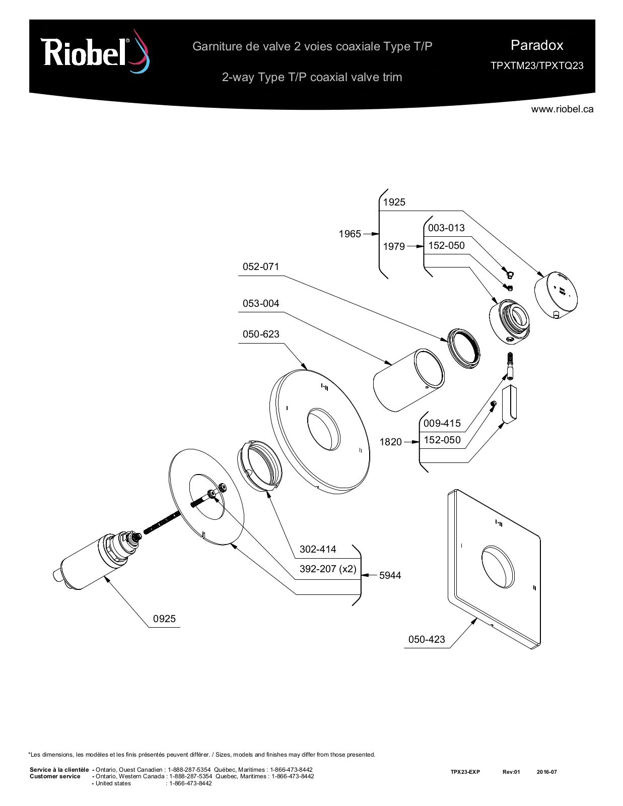 Riobel TPXTM23BG, TPXTM23C Part List - ManualMachine.com