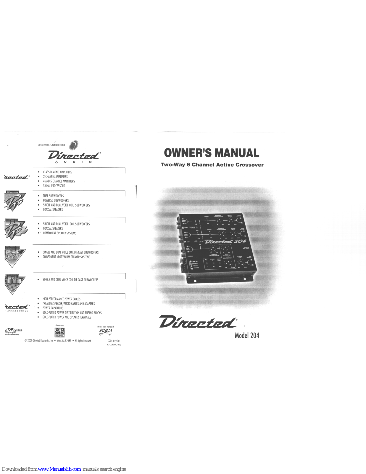 Directed Audio 204 Owner's Manual