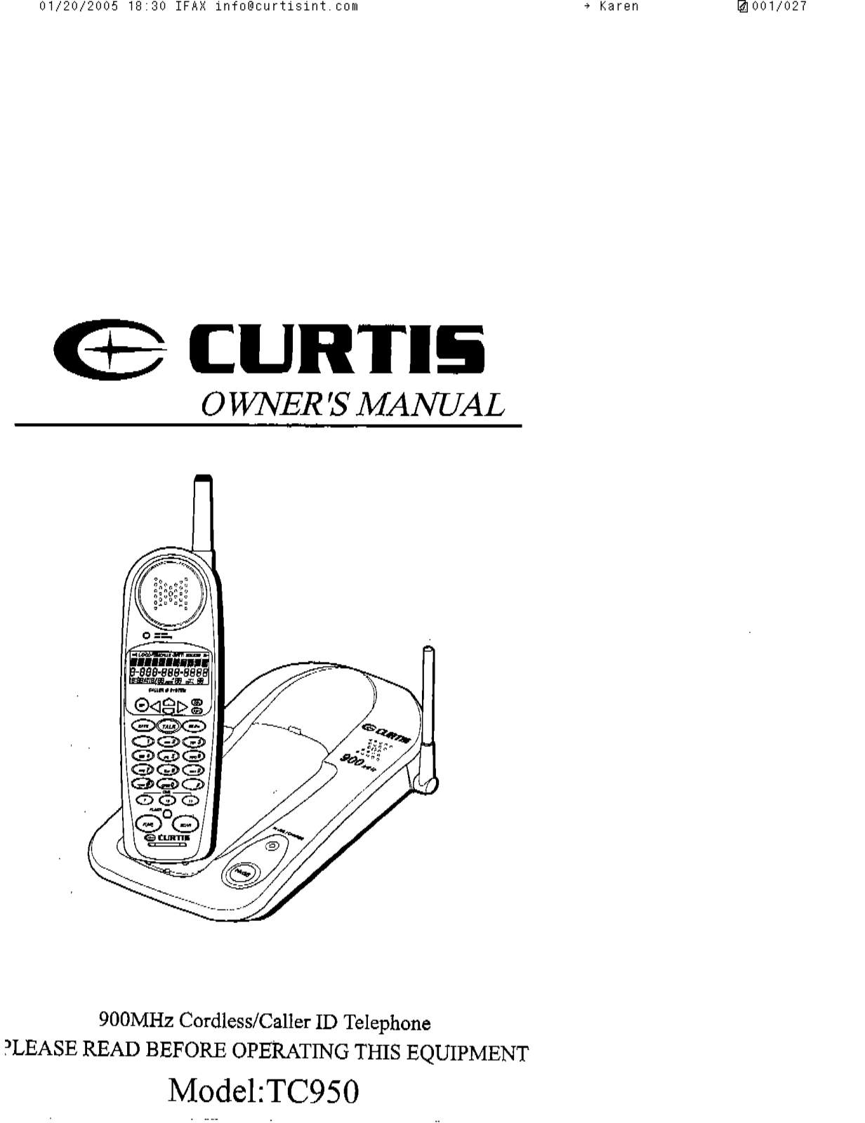 Curtis TC950 User Manual