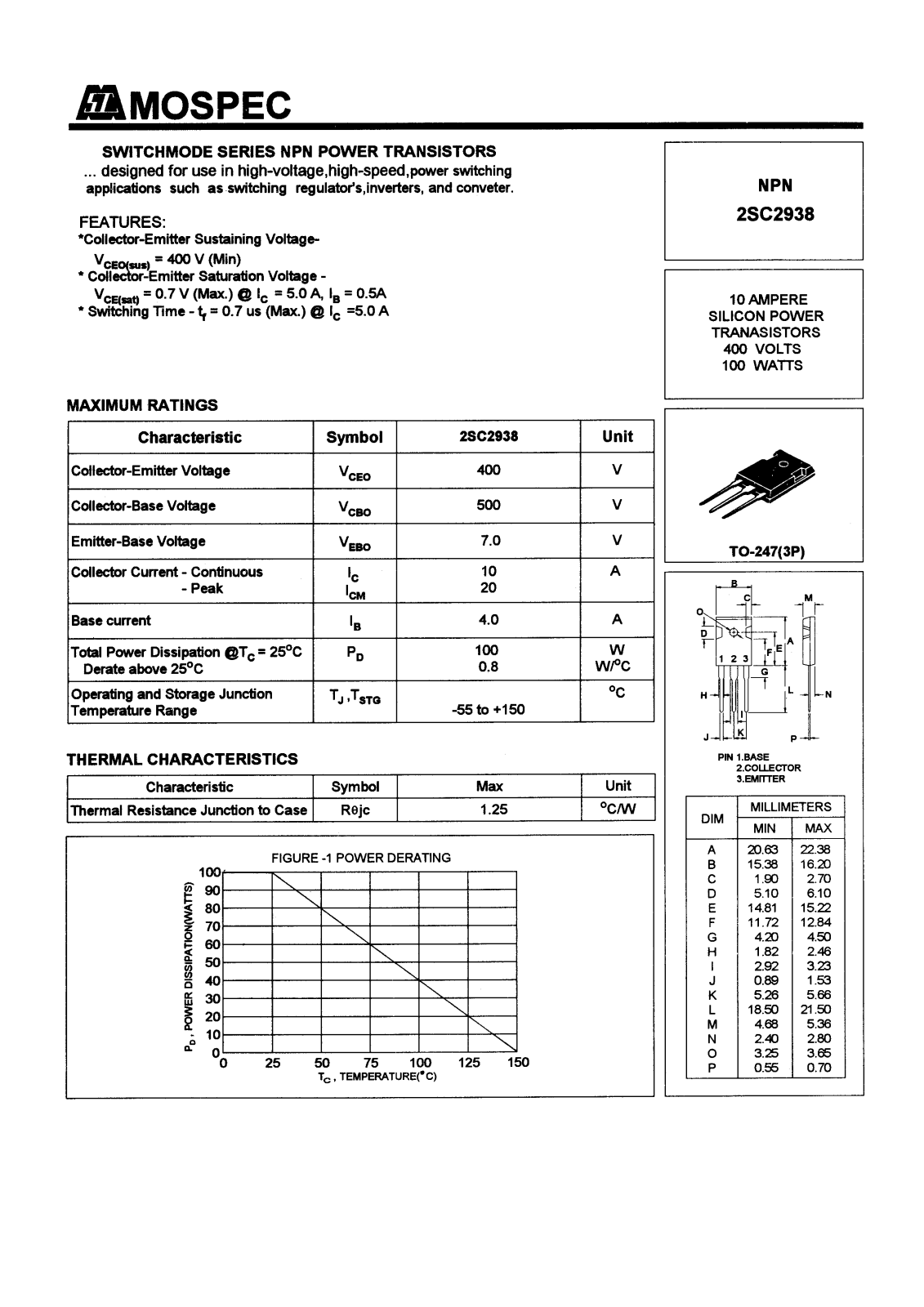 MOSPEC 2SC2938 Datasheet